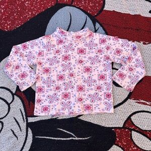 VINTAGE Y2K SIMPLY BASIC PINK FLORAL GRAPHIC TURTLENECK SHIRT SIZE 4T